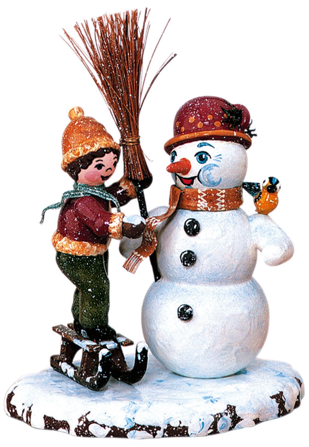 Hubrig Winterkinder Junge mit Schneemann, 11 cm