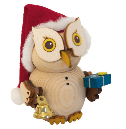 MINI Eule Weihnachtsmann Holzfigur