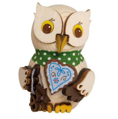 MINI Eule mit Lebkuchenherz Holzfigur 2021
