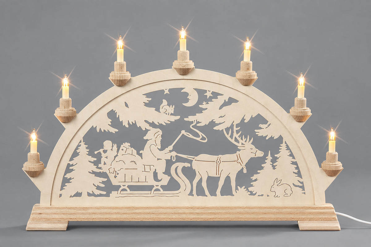 Schwibbogen Nikolaus mit Schlitten