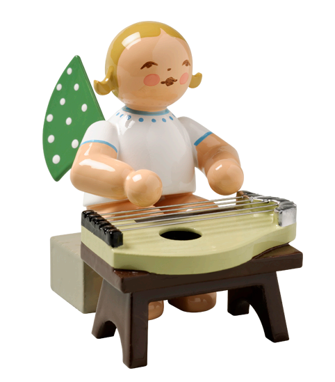 Engel mit Zither, sitzend