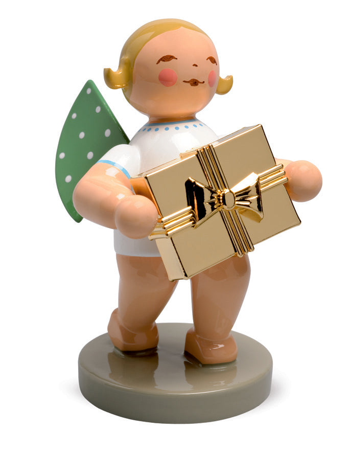 Goldedition No 7 Gratulant, Engel mit Geschenk, vergoldet