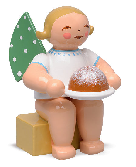 Engel, klein, mit Kuchen