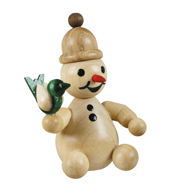 Schneemann Junior "sitzend mit Vogel"