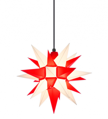 Stern A4 weiß/rot, ca. 40cm, Plastik