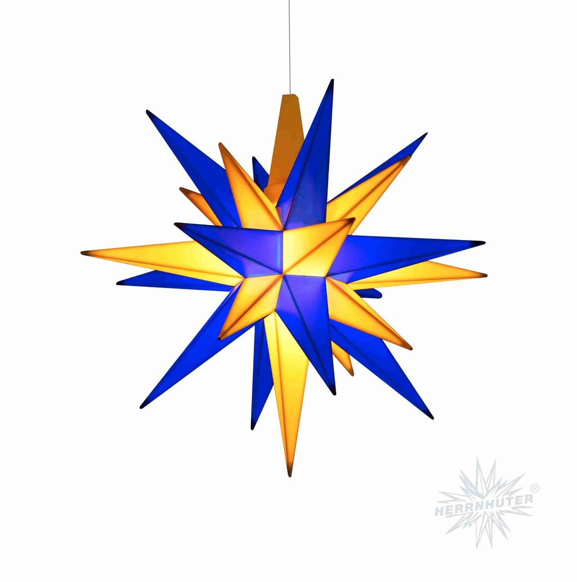 Stern A1e blau/gelb ca. 13cm, Plastik, inkl. LED E10