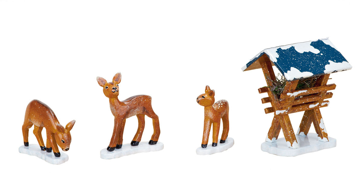 Hubrig Winterkinder Futterkrippe mit 3 Rehen, 7 cm