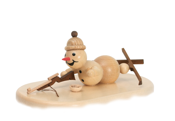 Schneemann auf Sockel "Biathlon" liegend