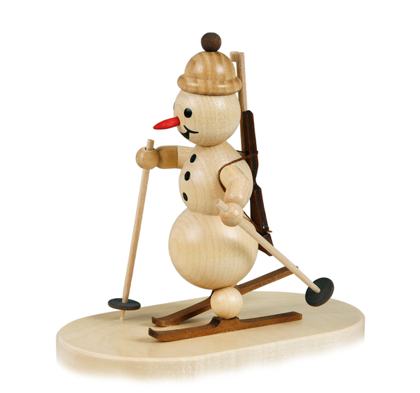 Schneemann auf Sockel "Biathlon" stehend