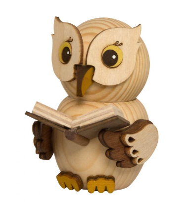 MINI Eule mit Buch Holzfigur