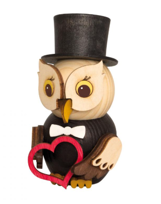 MINI Eule Bräutigam Holzfigur 2019