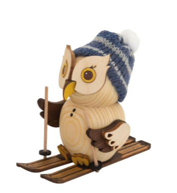 MINI Eule mit Ski Holzfigur 2019