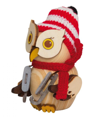 MINI Eule mit Schlittschuhen Holzfigur 2020