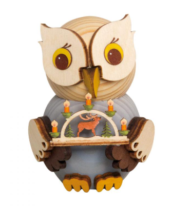 MINI Eule mit Schwibbogen Holzfigur