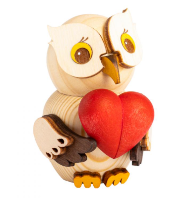 MINI Eule mit Herz Holzfigur 2021