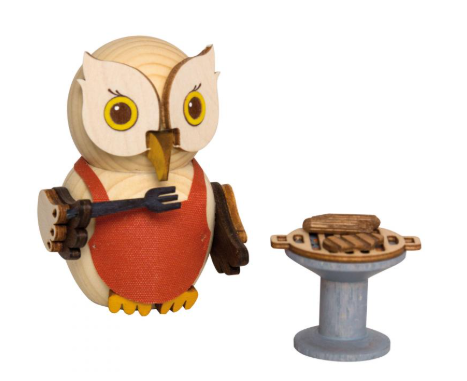 MINI Eule mit Grill Holzfigur 2021