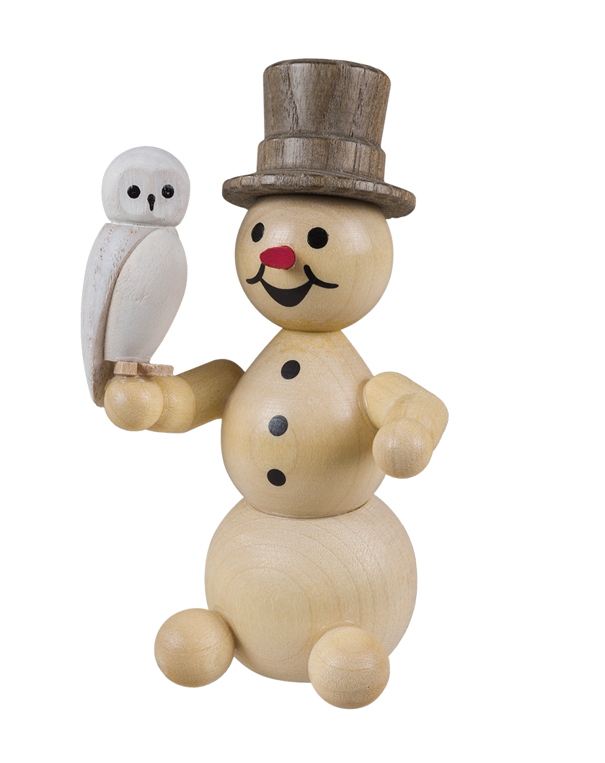 Schneemann "mit Schneeeule" sitzend