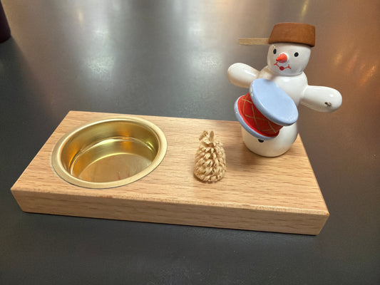 Teelichthalter Schneemann mit Trommel