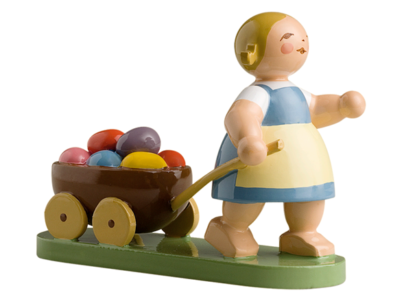 Ostermädchen mit Wagen