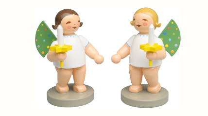 Engel mit farbigen Flügelpunkten, 25 Jahre World Childhood Foundation