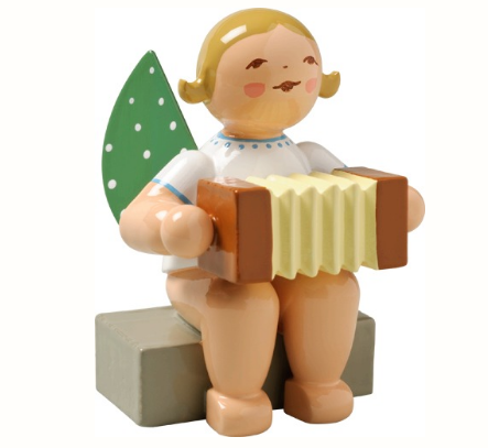 Engel mit Harmonika, sitzend