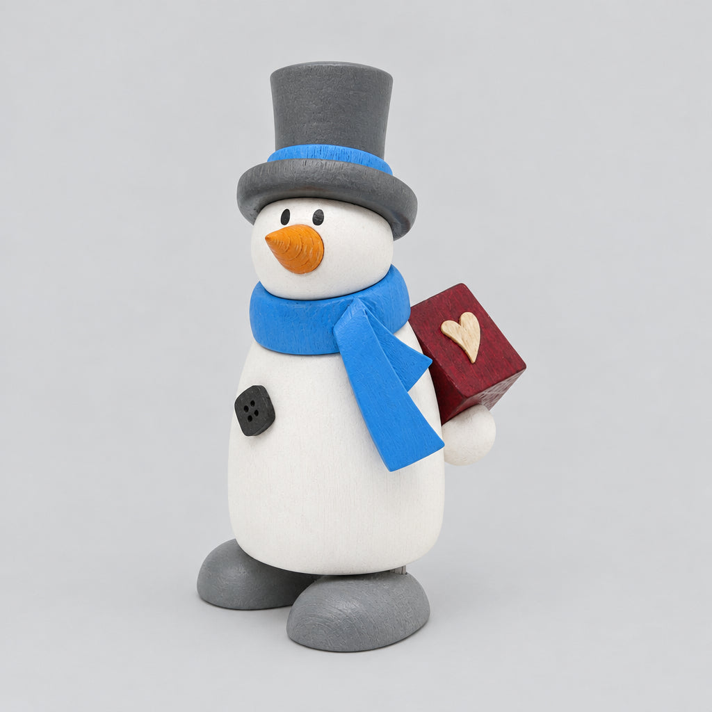 Schneemann Fritz mit Geschenk