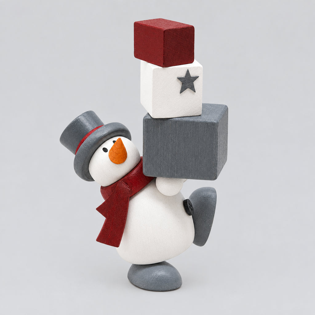 Schneemann Otto mit Geschenkestapel