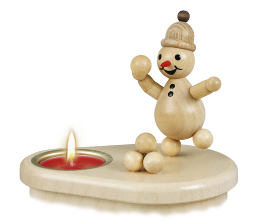 Schneemannleuchter Junior "Schneeballwerfer" Teelicht