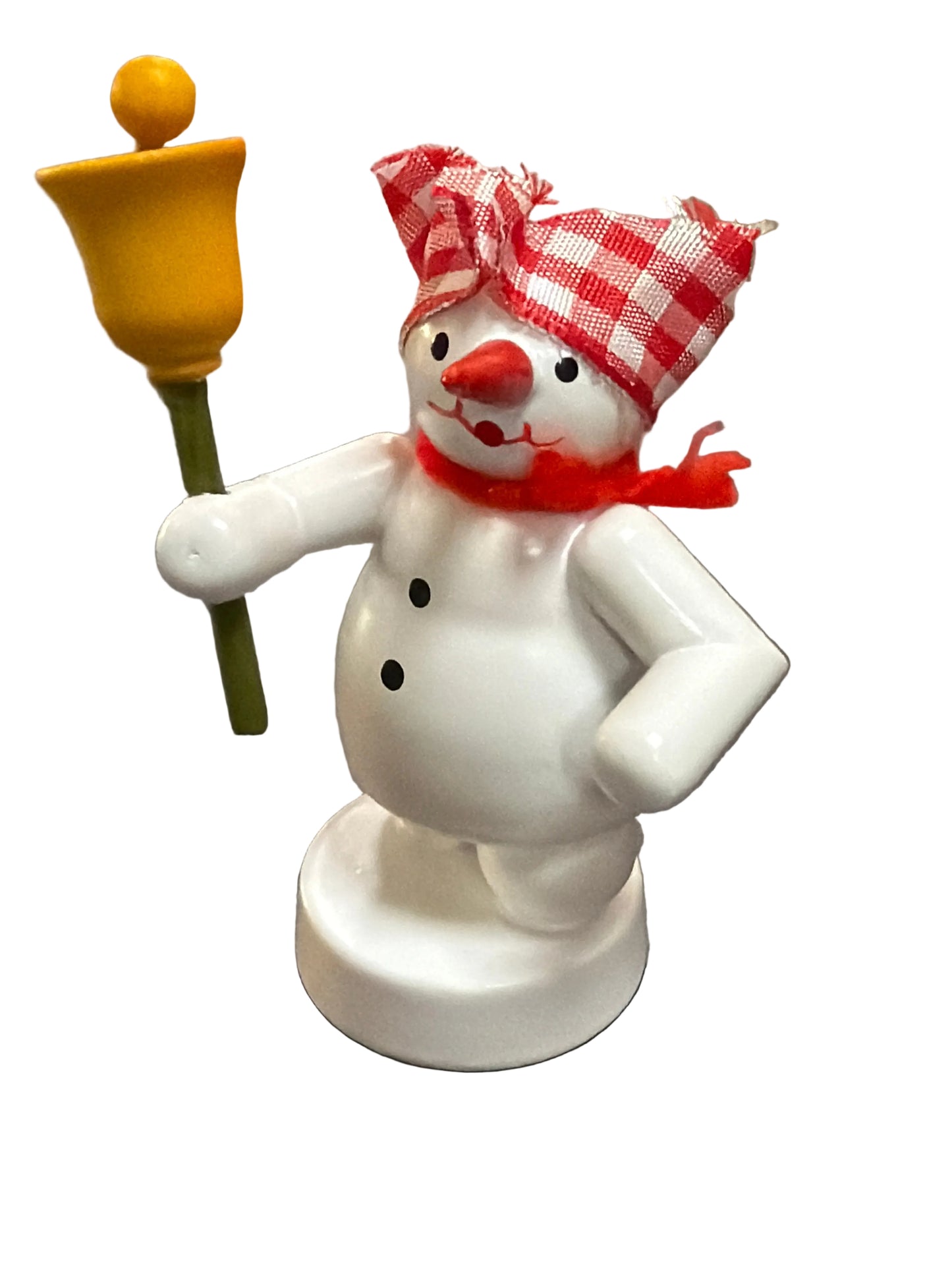 Schneemann Musikant mit Glocke
