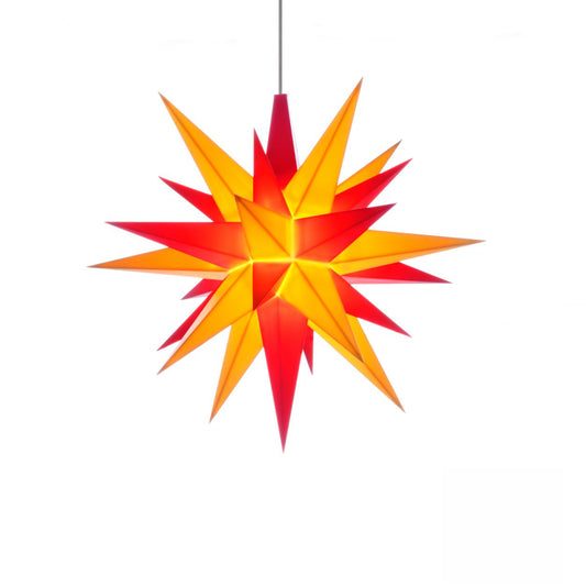 Stern A1e gelb/rot, ca. 13cm, Plastik, inkl. LED E10