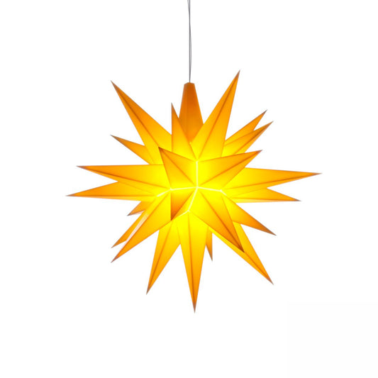 Stern A1e gelb, ca. 13cm, Plastik, inkl. LED E10