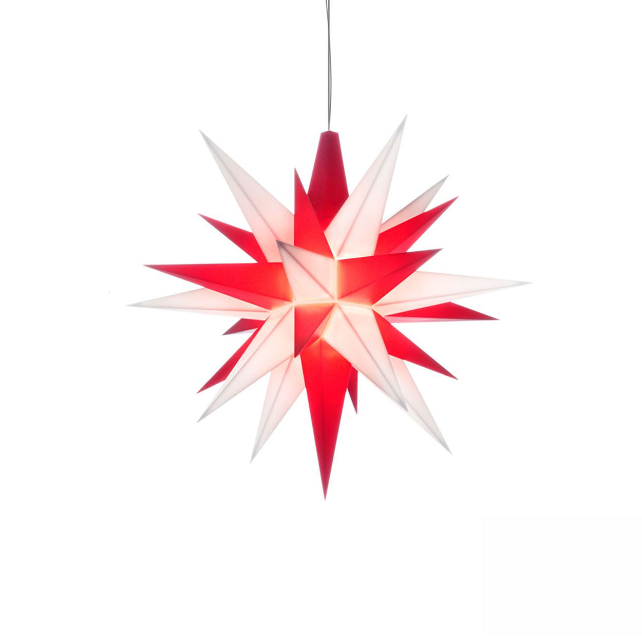 Stern A1e weiß/rot, ca. 13cm, Plastik, inkl. LED E10