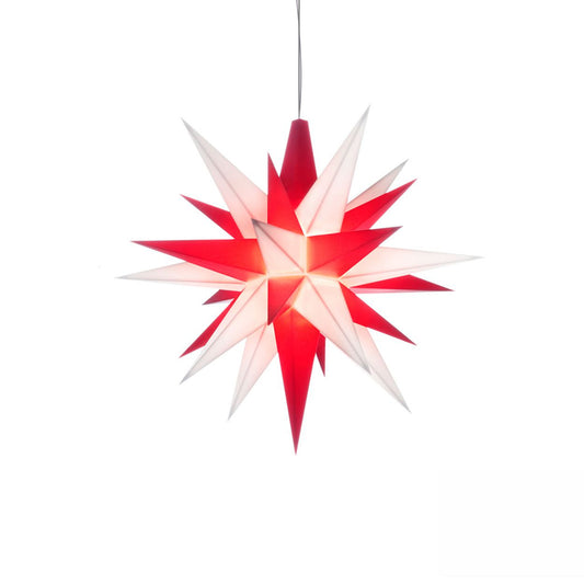 Stern A1e weiß/rot, ca. 13cm, Plastik, inkl. LED E10