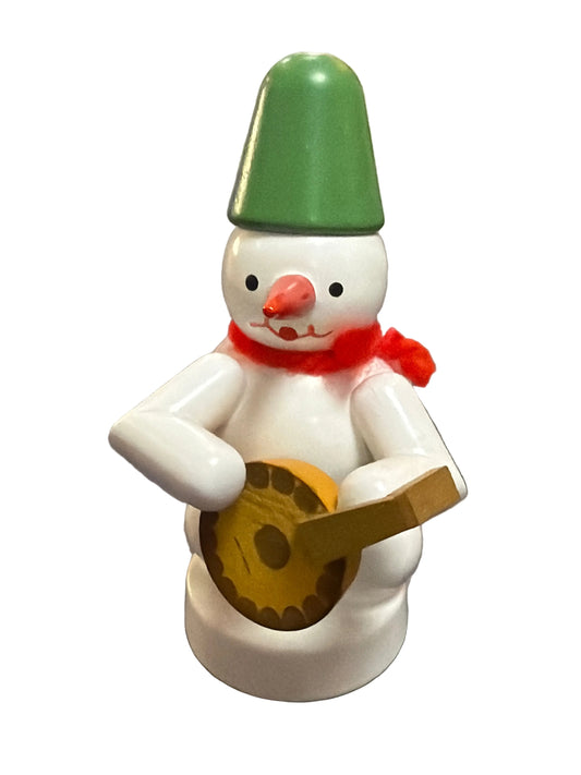Schneemann Musikant mit Laute