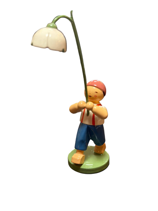 Junge mit Märzenbecher