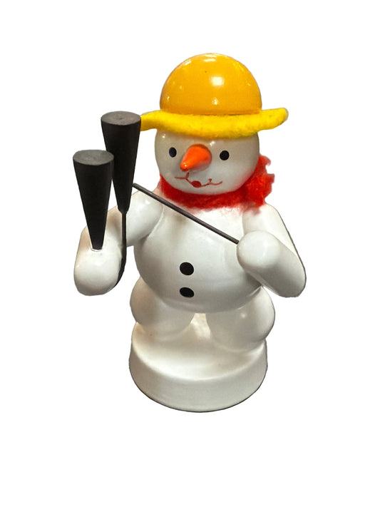 Schneemann Musikant mit Agogo