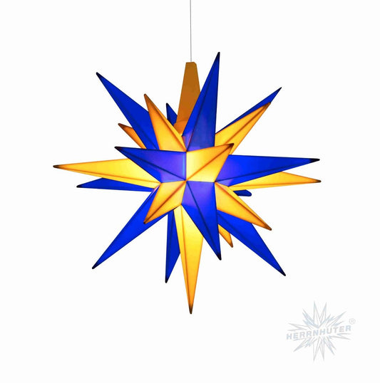 Stern A1e blau/gelb ca. 13cm, Plastik, inkl. LED E10