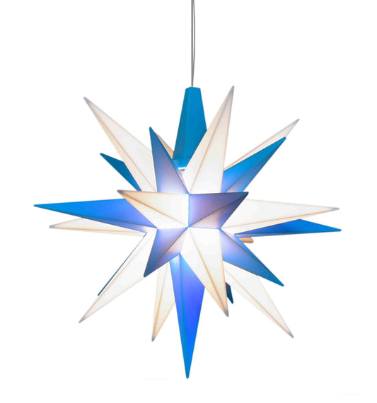 Stern A1e weiß/blau ca. 13cm, Plastik, inkl. LED E10