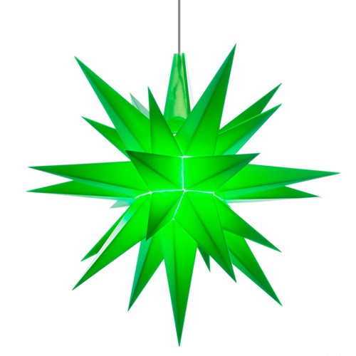 Stern A1e grün, ca. 13cm, Plastik, inkl. LED E10
