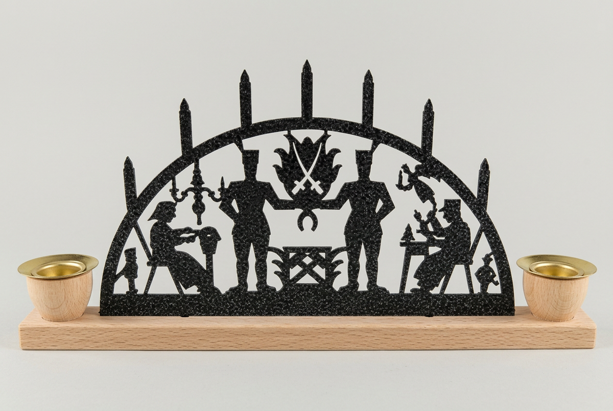 Schwibbogen klein Metall Motiv Erzgebirge für Wachskerzen ca. 20 cm