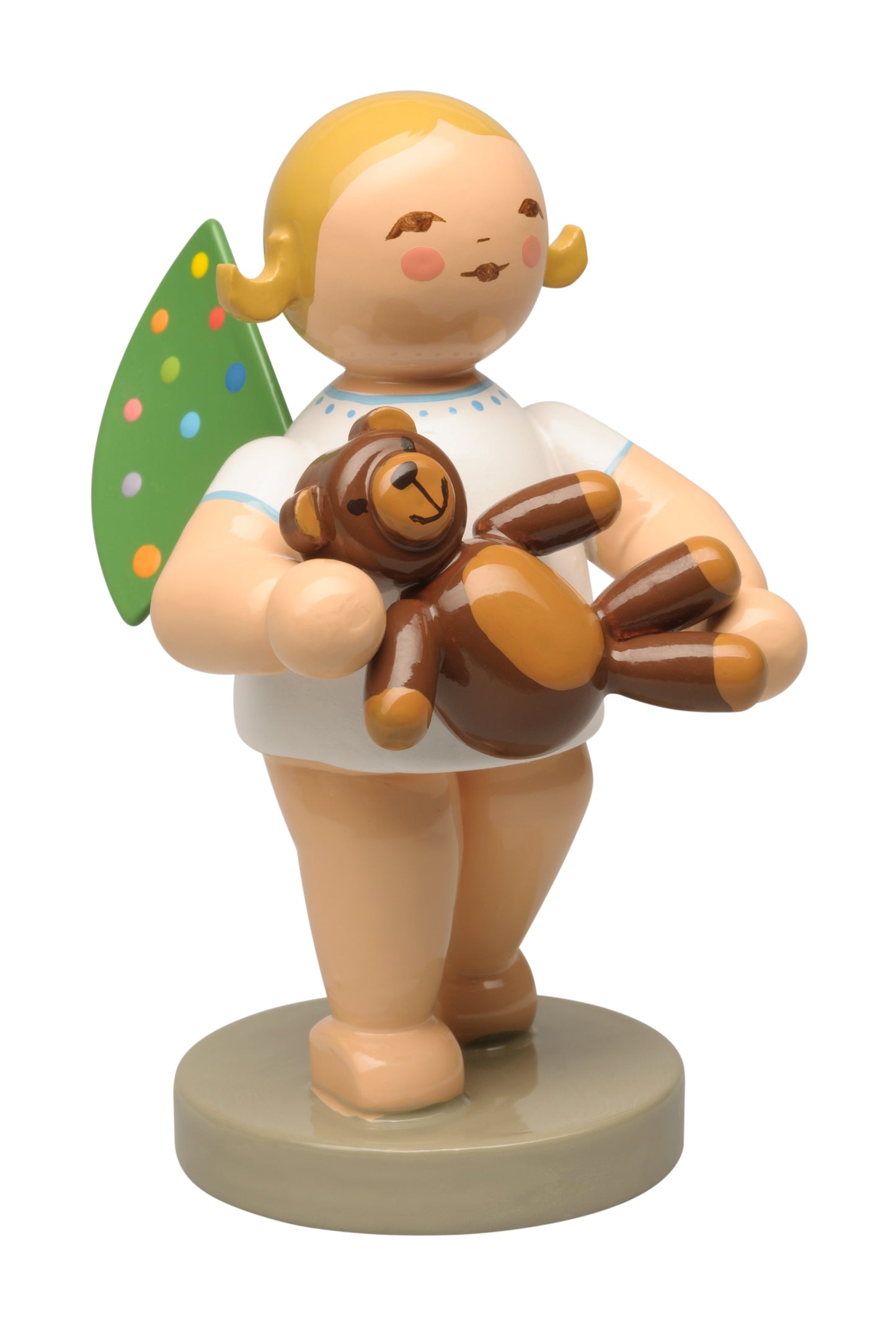 Engel mit farbigen Flügelpunkten und Teddy